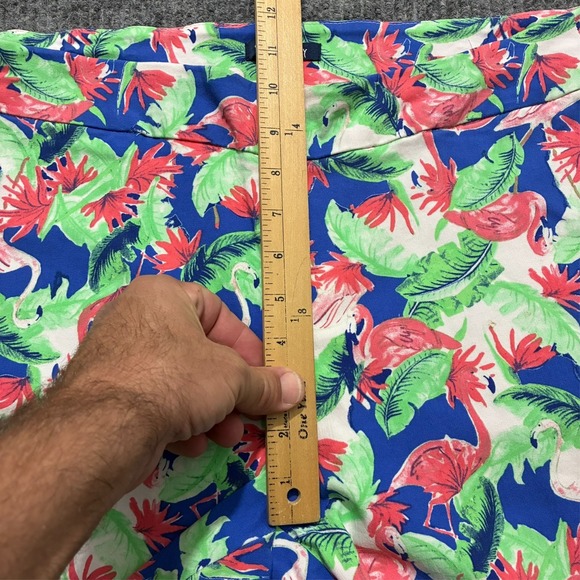 Casey Key Womens Bermuda Shorts Large Multicolor Flamingo Print Pull On Mid Rise - Picture 3 of 9